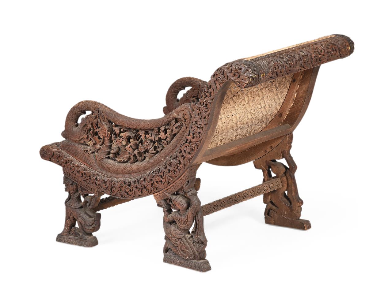 Y A CARVED EXOTIC HARDWOOD PLANTER'S CHAIR, INDIAN OR SOUTH EAST ASIAN, 19TH CENTURY - Image 5 of 5