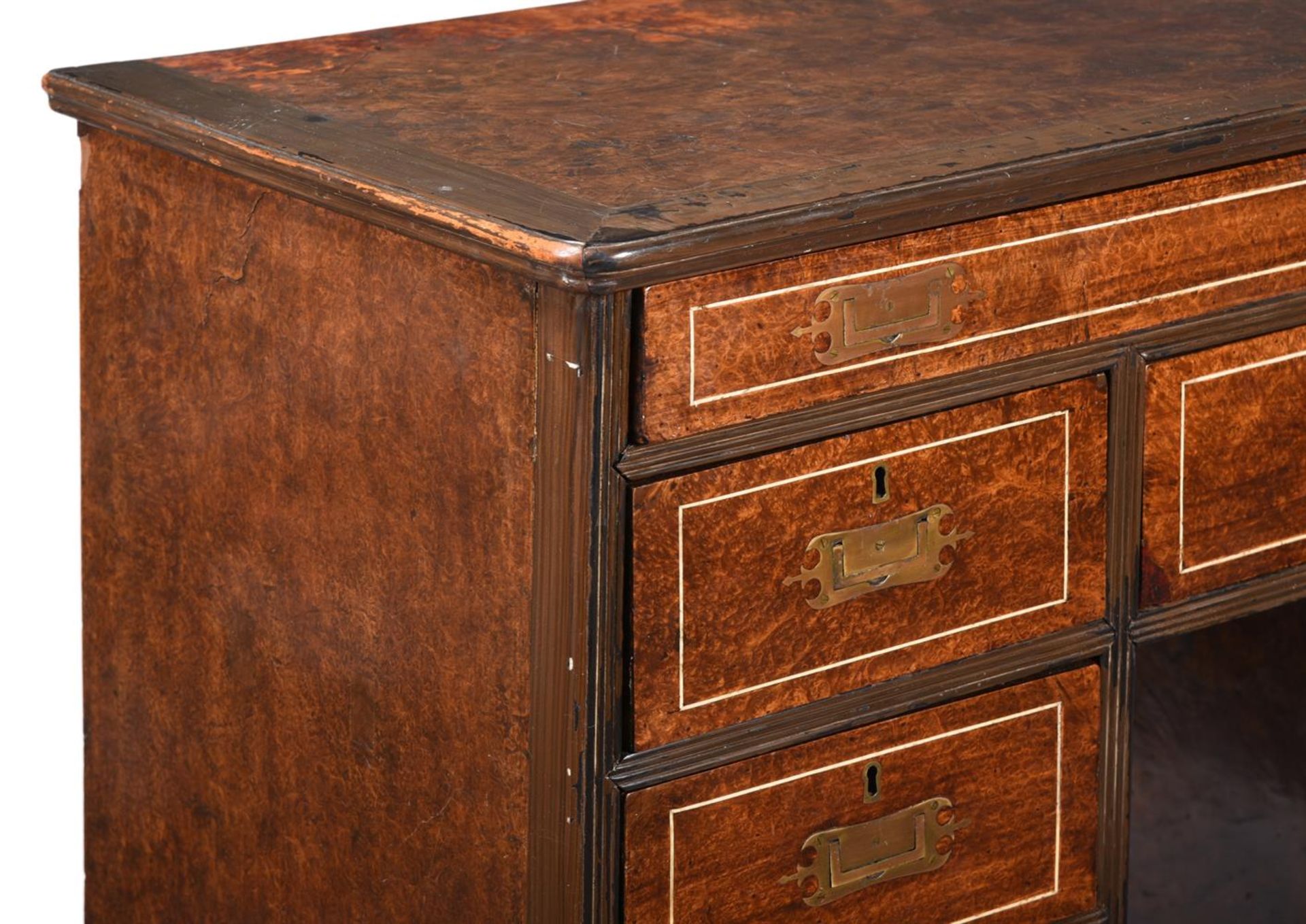 Y AN ANGLO-CHINESE AMBOYNA, EBONISED, AND BONE STRUNG DESK, SECOND QUARTER 19TH CENTURY - Image 2 of 4