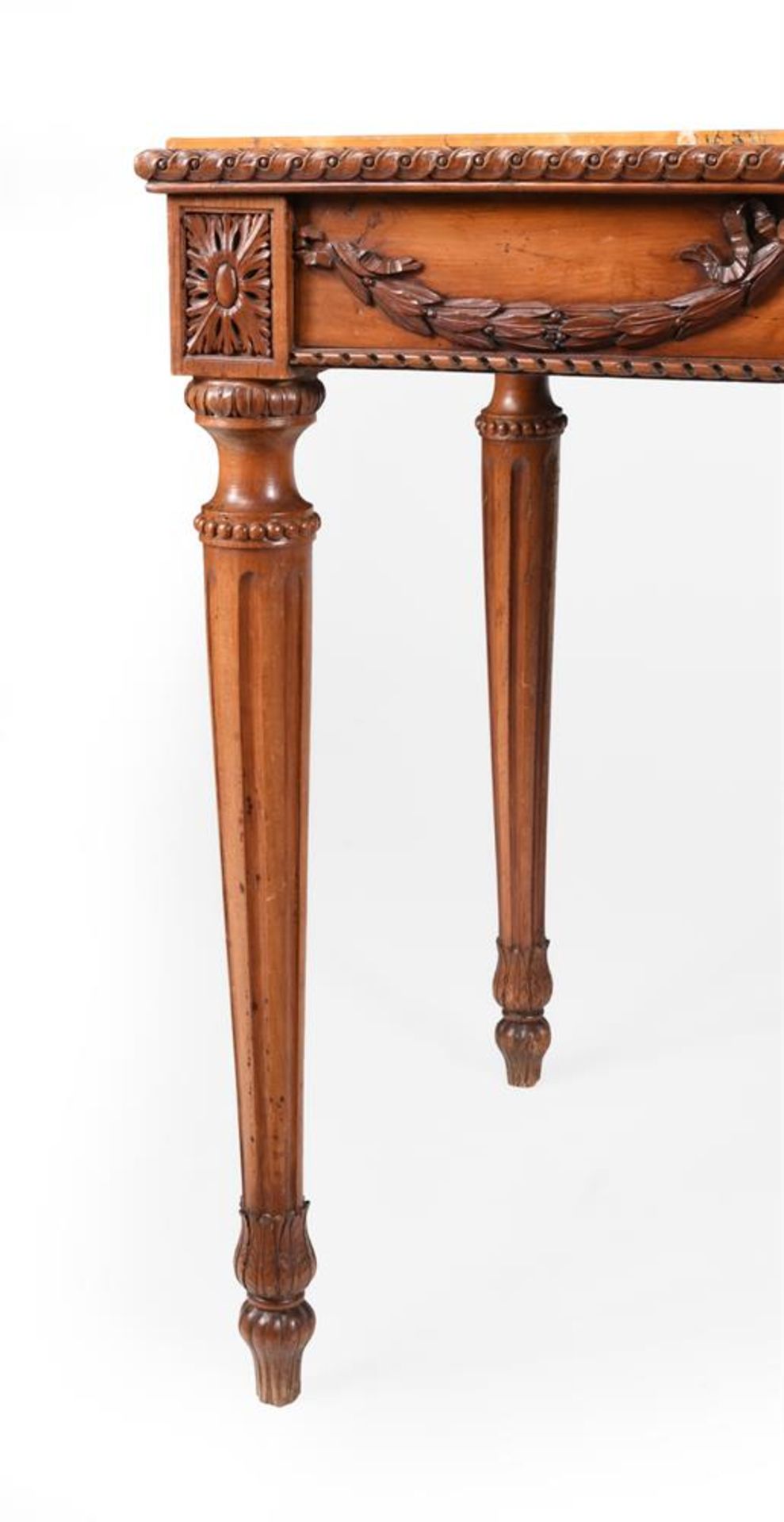 A PAIR OF CONTINENTAL WALNUT AND SIENA MARBLE MOUNTED CONSOLE TABLES, 19TH CENTURY - Image 2 of 4