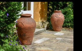 A PAIR OF TUSCAN TERRACOTTA VASES, MONTELUPO, LATE 19TH OR EARLY 20TH CENTURY