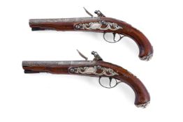 A PAIR OF SILVER-MOUNTED OFFICER'S PISTOLS, BY GRIFFIN (PROBABLY JOSEPH), CIRCA 1770
