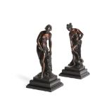 AFTER ETIENNE FALCONET (FRENCH 1716-1791) A PAIR OF FRENCH BRONZE BATHING MAIDENS, 19TH CENTURY