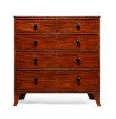 Y A GEORGE IV SATINWOOD AND AMBOYNA CHEST OF DRAWERS, CIRCA 1825