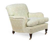 A MAHOGANY AND UPHOLSTERED ARMCHAIR, BY HOWARD CHAIRS LIMITED, 20TH CENTURY