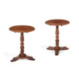 A PAIR OF ANGLO-INDIAN HARDWOOD PEDESTAL TABLES, CIRCA 1830