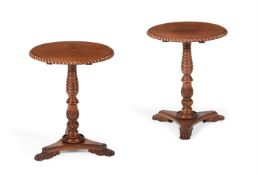 A PAIR OF ANGLO-INDIAN HARDWOOD PEDESTAL TABLES, CIRCA 1830