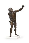 A LARGE 'GRAND TOUR' BRONZE FIGURE OF THE BORGHESE GLADIATOR, 19TH CENTURY