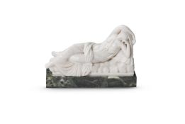 AFTER THE ANTIQUE, A CARVED WHITE MARBLE FIGURE OF THE SLEEPING ARIADNE, 20TH CENTURY
