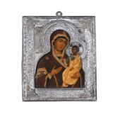 A RUSSIAN ICON, THE MADONNA AND CHILD, LATE 19TH CENTURY
