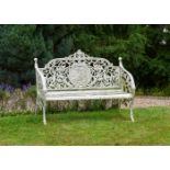 A CAST IRON GARDEN BENCH, AFTER THE COALBROOKDALE MEDALLION DESIGN, 20TH CENTURY