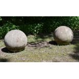 A LARGE PAIR OF STONE COMPOSITION BALLS, 20TH CENTURY