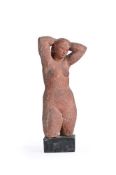 λ KARIN JONZEN RBA ARBS (1914-1998) TERRACOTTA FIGURE 'BROODING GIRL', MID TO LATE 20TH CENTURY