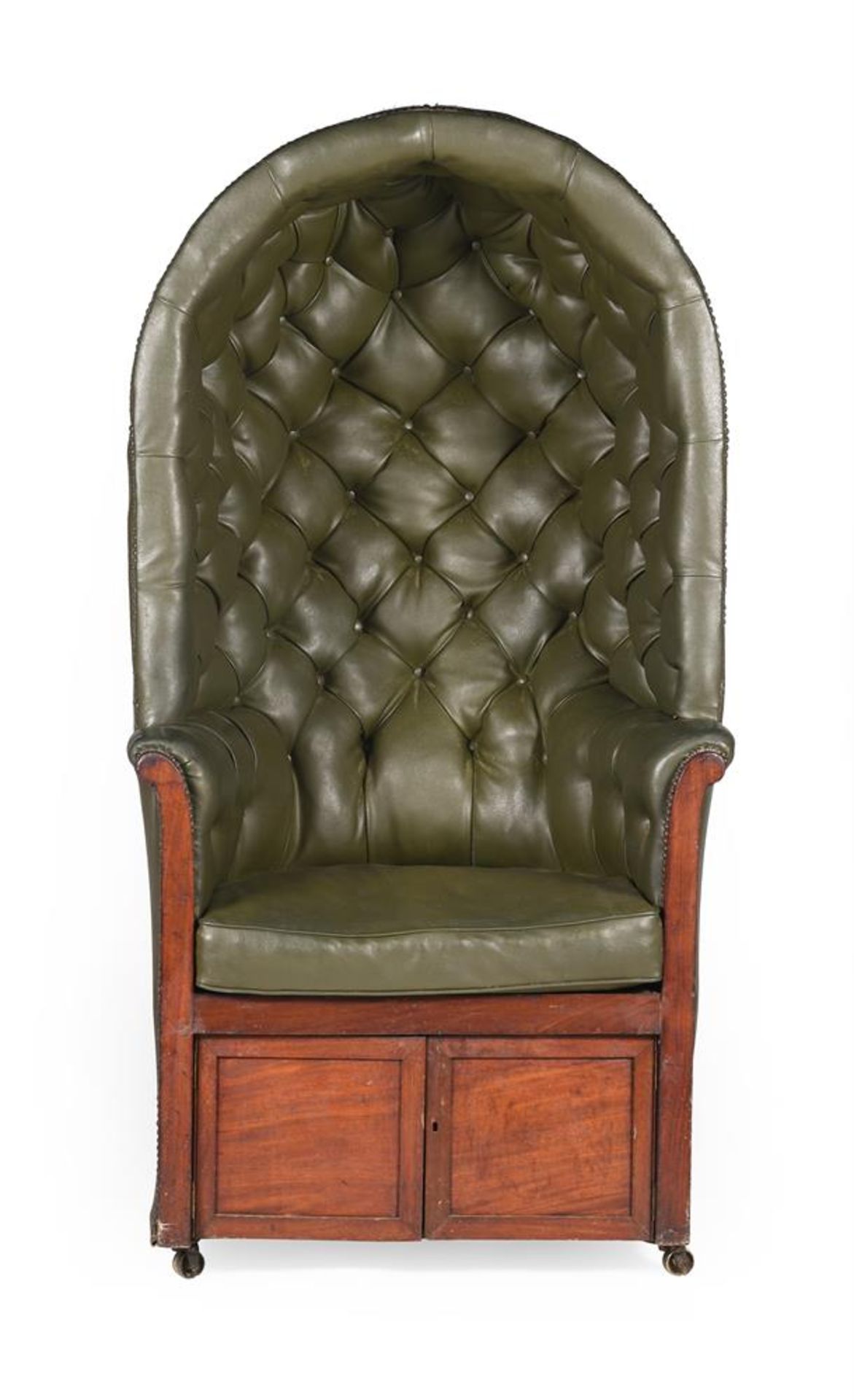 A LATE REGENCY CLOSE NAILED FAUX LEATHER UPHOLSTERED PORTER'S CHAIR, EARLY 19TH CENTURY - Image 2 of 4