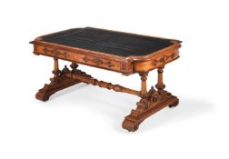 A VICTORIAN OAK, WALNUT, AND PARCEL GILT LIBRARY TABLE, SECOND HALF 19TH CENTURY