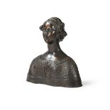 A LARGE SPANISH BRONZE PORTRAIT BUST OF A LADY 'MANUELA RODRIGUESS', LATE 19TH CENTURY