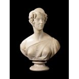 EDWARD HODGES BAILY (1788-1867) A CARVED MARBLE BUST OF A LADY, DATED 1833