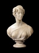 EDWARD HODGES BAILY (1788-1867) A CARVED MARBLE BUST OF A LADY, DATED 1833