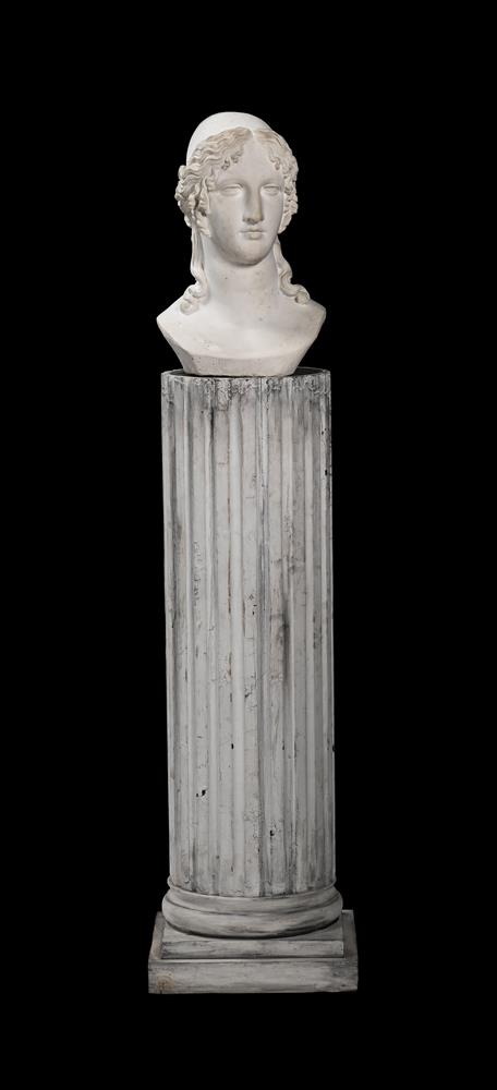 A BUST OF PLATO PRESENTED ON A PAINTED COLUMN, LATE 19TH OR EARLY 20TH CENTURY