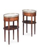 Y A PAIR OF HAREWOOD AND ROSEWOOD PARQUETRY OCCASIONAL TABLES, IN LOUIS XVI STYLE, 19TH CENTURY