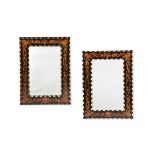 Y A PAIR OF ITALIAN EBONISED, MARQUETRY AND IVORY INLAID MIRRORS, SECOND HALF 19TH CENTURY