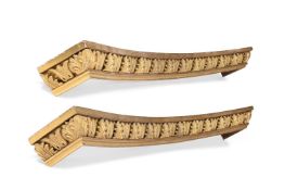 A PAIR OF REGENCY GILTWOOD AND COMPOSITION PELMETS, CIRCA 1820