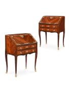 Y A PAIR OF VICTORIAN ROSEWOOD, KINGWOOD PARQUETRY AND GILT BRONZE MOUNTED BUREAUX DE DAMES