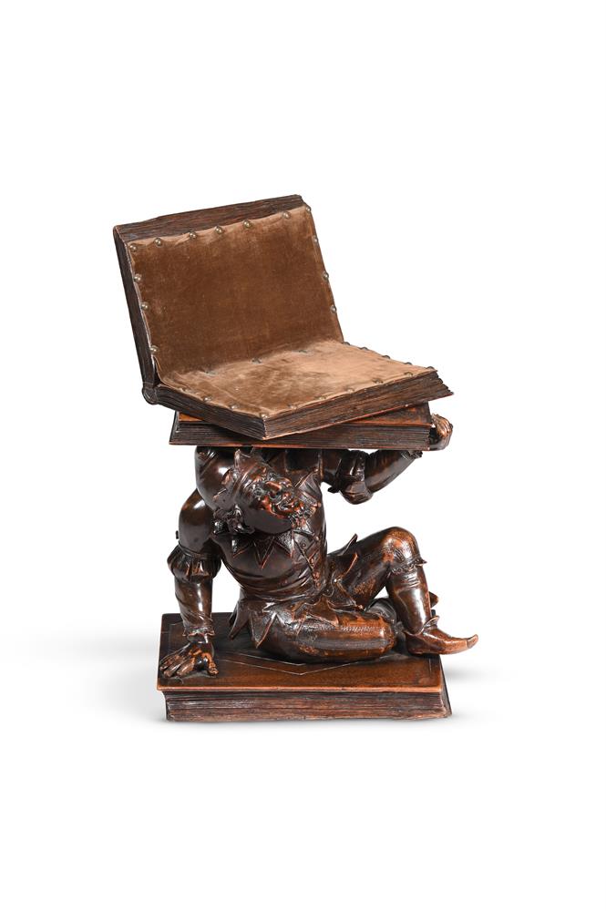 AN UNUSUAL ITALIAN CARVED STOOL IN THE FORM OF BOOK, LATE 19TH CENTURY - Image 2 of 4