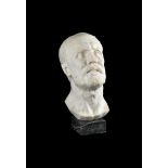 AFTER THE ANTIQUE, A CARVED WHITE MARBLE PORTRAIT HEAD, PROBABLY EARLY 19TH CENTURY