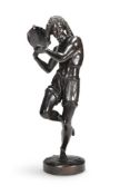 AFTER FRANCISQUE JOSEPH DURET, A LARGE FRENCH BRONZE FIGURE OF A NEAPOLITAN DANCER WITH TAMBOURINE