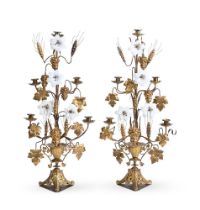 A PAIR OF FRENCH GILT METAL CANDELABRA, CIRCA 1880-1900