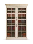 A CREAM PAINTED BOOKCASE, LATE 19TH OR EARLY 20TH CENTURY