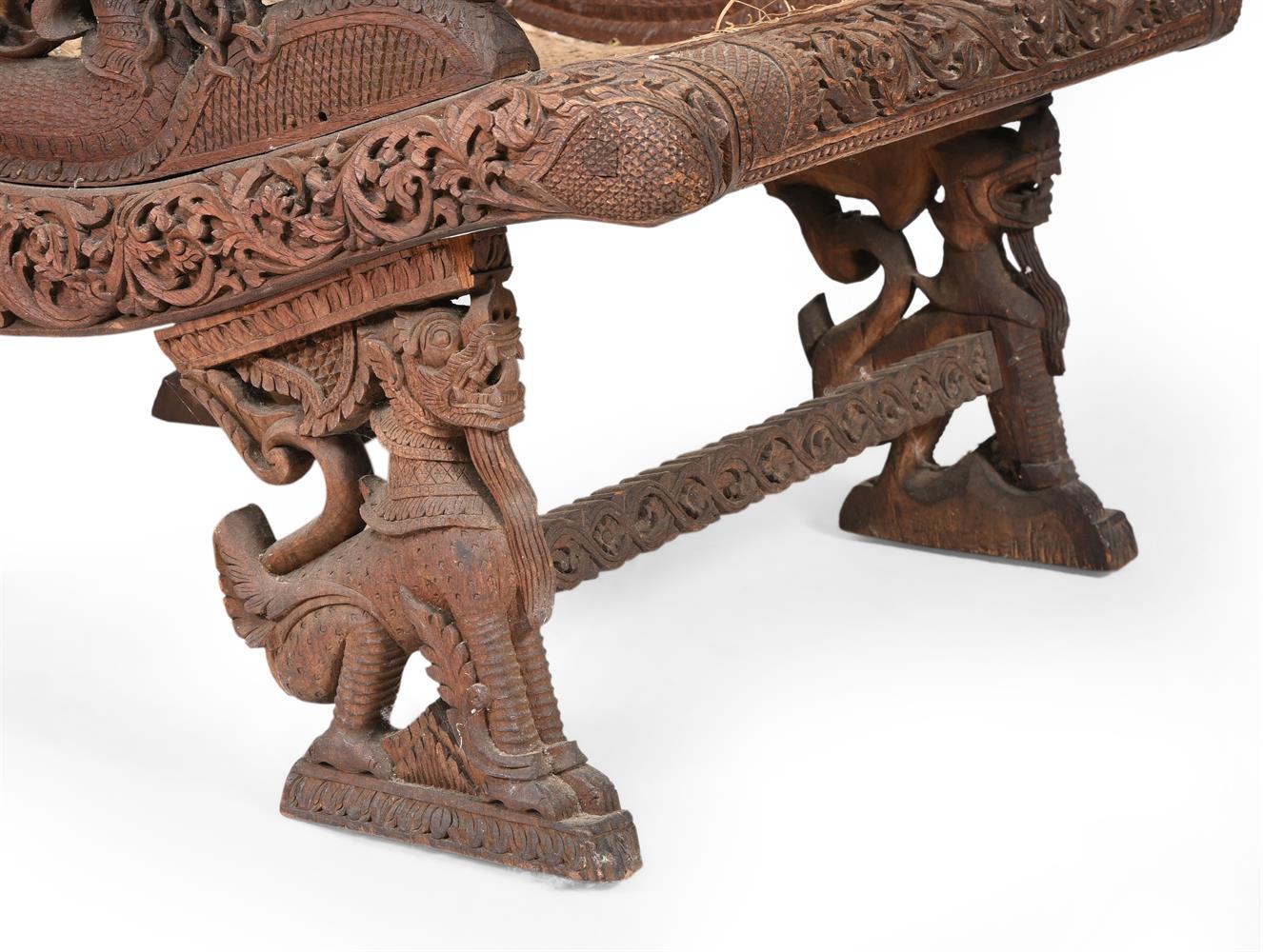 Y A CARVED EXOTIC HARDWOOD PLANTER'S CHAIR, INDIAN OR SOUTH EAST ASIAN, 19TH CENTURY - Image 3 of 5