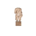 A ROMAN FRAGMENTARY CARVED MARBLE FIGURE OF SILENUS, 1ST- 2ND CENTURY AD
