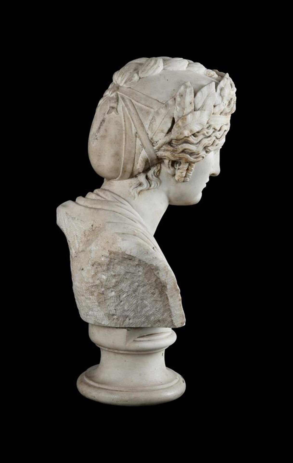 ATTRIBUTED TO GEORGE M. MILLER (1819) A CARVED WHITE MARBLE BUST OF AN EMPRESS OR GODDESS - Bild 6 aus 6