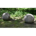 A LARGE PAIR OF STONE COMPOSITION BALLS, 20TH CENTURY