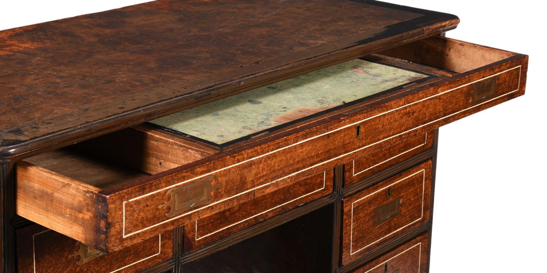 Y AN ANGLO-CHINESE AMBOYNA, EBONISED, AND BONE STRUNG DESK, SECOND QUARTER 19TH CENTURY - Image 4 of 4