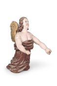 A POLYCHROME PAINTED WINGED ANGEL, 18TH CENTURY AND LATER