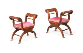 A PAIR OF LOUIS PHILIPPE MAOGANY AND BRASS MARQUETRY WINDOW SEATS,CIRCA 1835