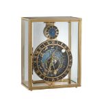 A FRENCH CONTEMPORARY GILT BRASS FIVE-GLASS ASTRONOMICAL TIMEPIECE