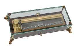 A SWISS GILT METAL MOUNTED 'DAUPHIN' CYLINDER MUSIC BOX