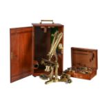 A VICTORIAN LACQUERED BRASS BINOCULAR MICROSCOPE