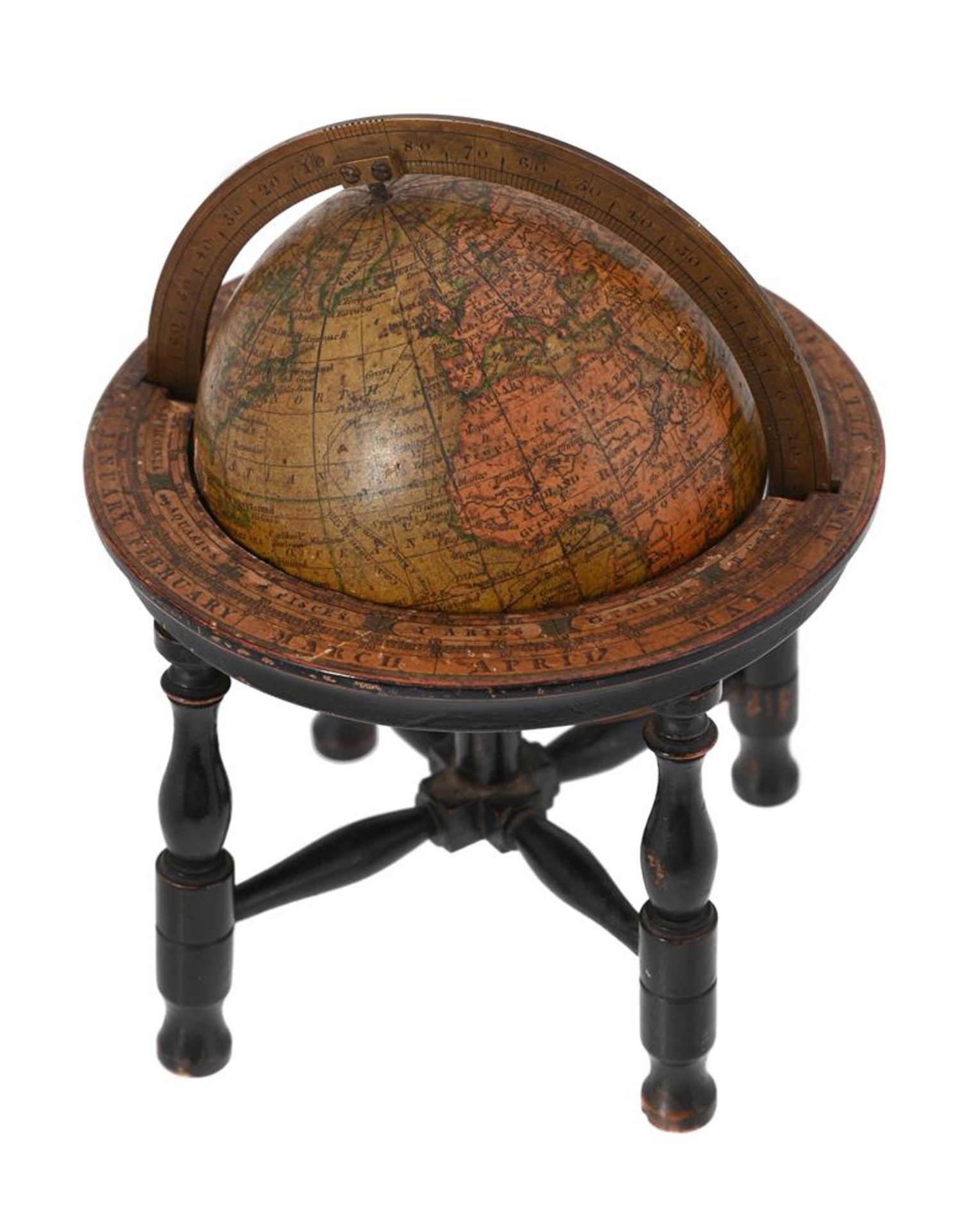 A FINE AND RARE PAIR OF GEORGE III MINIATURE THREE-INCH TABLE GLOBES - Image 6 of 6