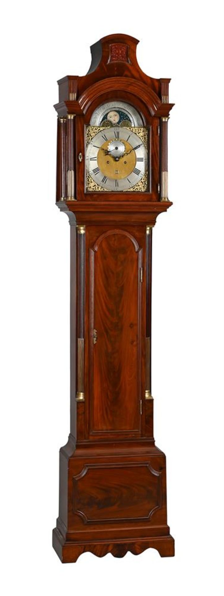 A GEORGE III MAHOGANY EIGHT-DAY LONGCASE CLOCK WITH MOONPHASE