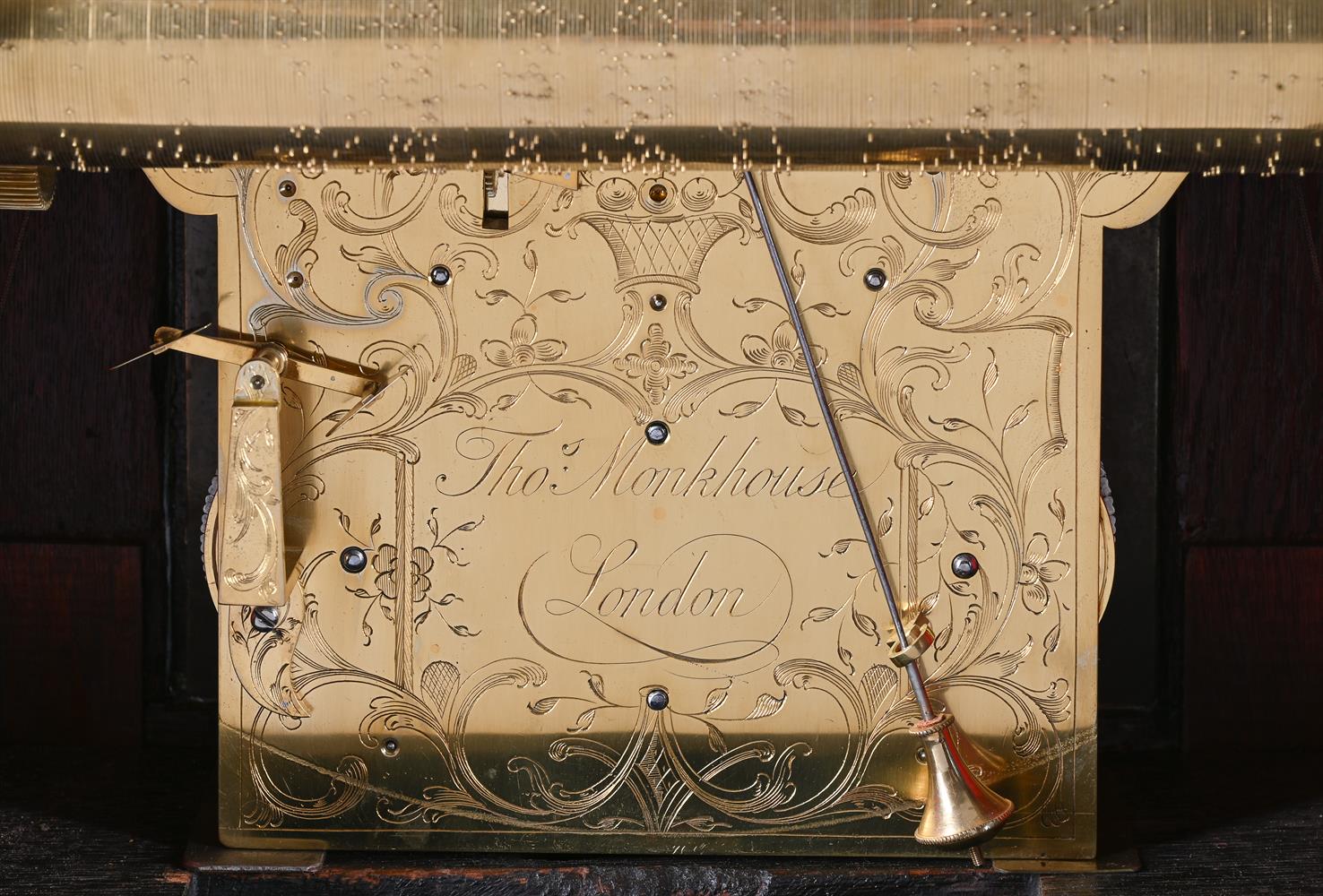 A FINE RARE GEORGE III TWELVE-TUNE MUSICAL BRASS MOUNTED MAHOGANY TABLE CLOCK WITH DOUBLE AUTOMATON - Image 4 of 4