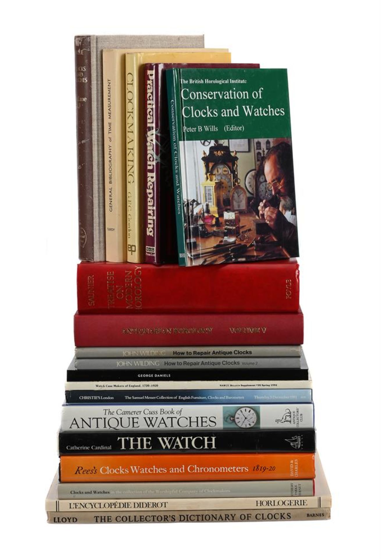 Ɵ HOROLOGICAL REFERENCE BOOKS MAINLY ON WATCHES AND WATCH AND CLOCK MAKING, SEVENTEEN PUBLICATIONS:
