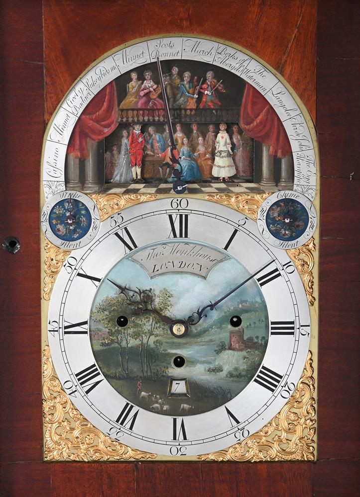 A FINE RARE GEORGE III TWELVE-TUNE MUSICAL BRASS MOUNTED MAHOGANY TABLE CLOCK WITH DOUBLE AUTOMATON - Image 2 of 4