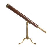 A REGENCY MAHOGANY AND BRASS TWO-INCH REFRACTING TELESCOPE