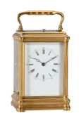 A FRENCH GILT BRASS GORGE CASED REPEATING CARRIAGE CLOCK