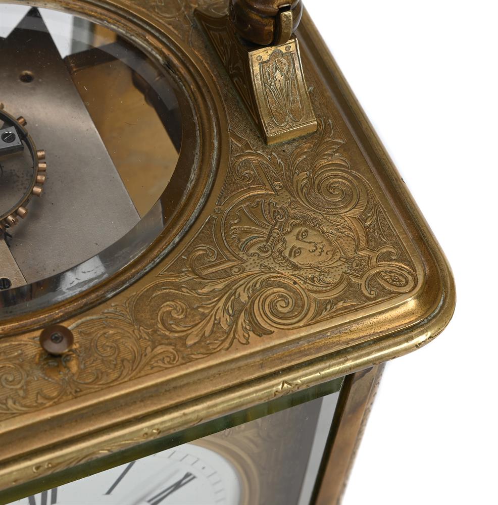 A FINE FRENCH ENGRAVED BRASS GIANT GRANDE SONNERIE STRIKING AND REPEATING CARRIAGE CLOCK - Image 3 of 7