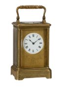 A FINE FRENCH ENGRAVED BRASS GIANT GRANDE SONNERIE STRIKING AND REPEATING CARRIAGE CLOCK
